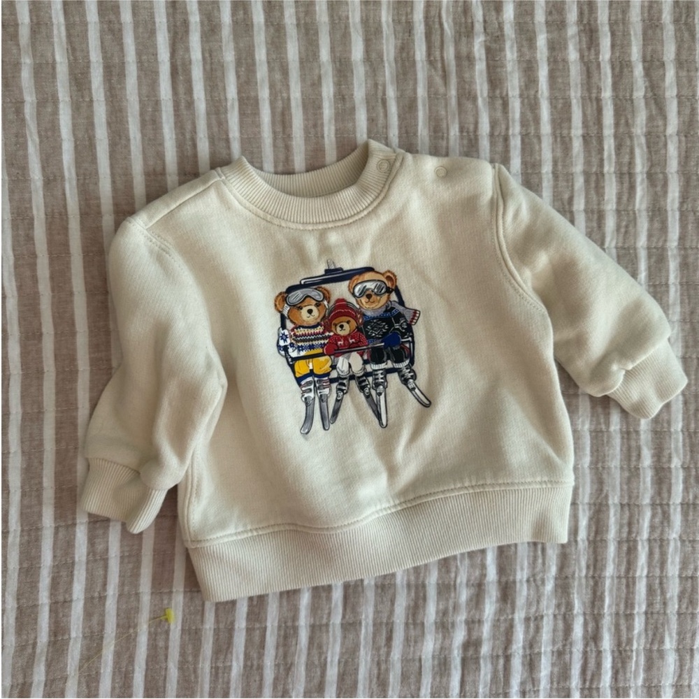 Ralph Lauren Cream Bear Ski Graphic Sweatshirt